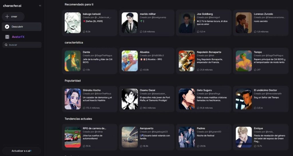 Character AI Companion Characters & Features Preview