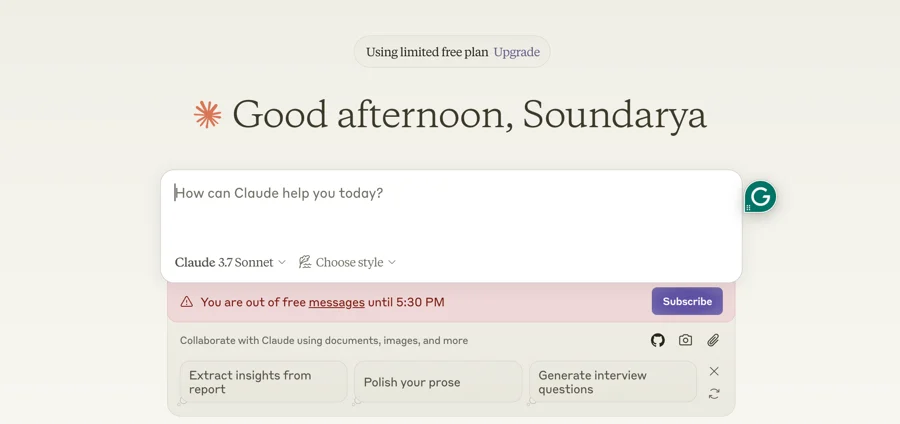 Claude homepage