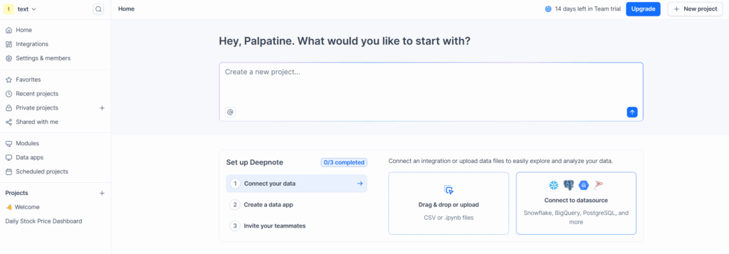 Deepnote AI Homepage