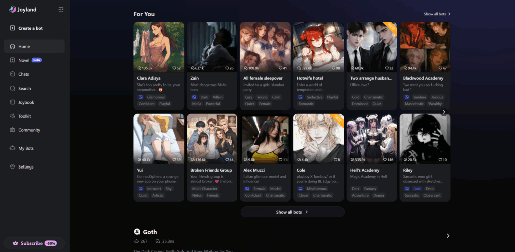 Joyland AI homepage