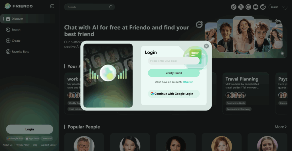 FriendoChat registration