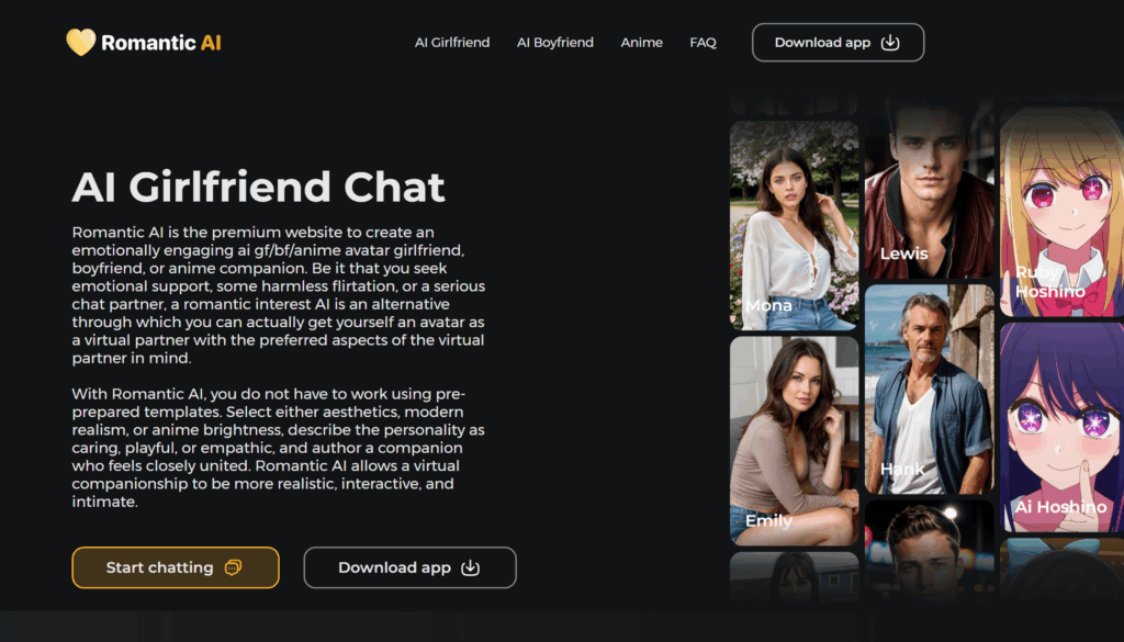 Romantic AI Homepage