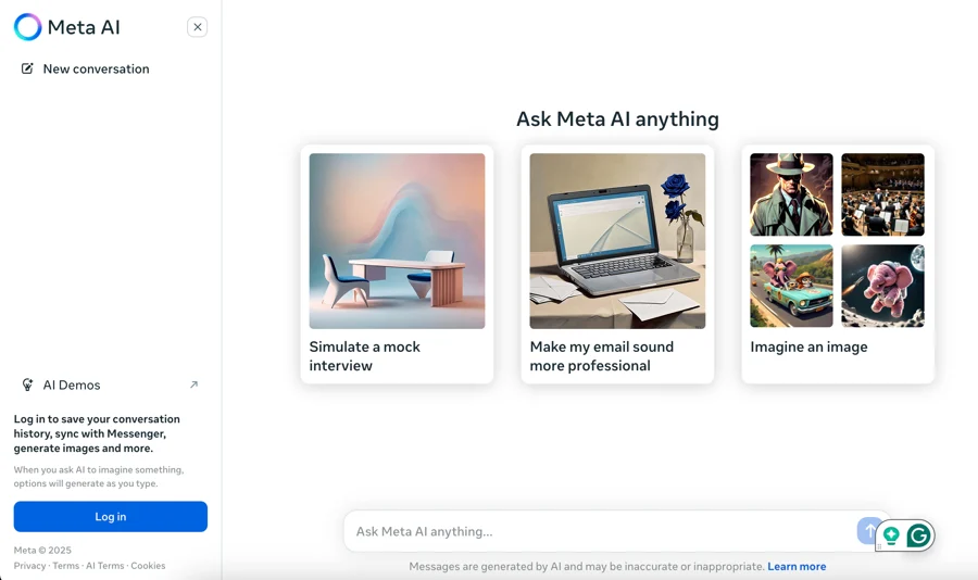 meta AI homepage