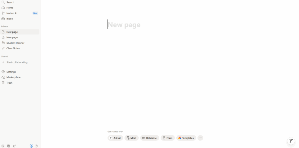 notion AI homepage