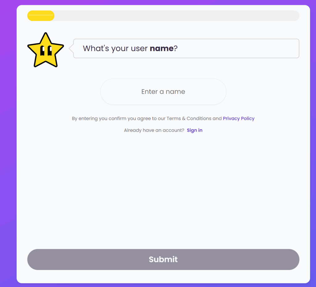 Choose a sign-up