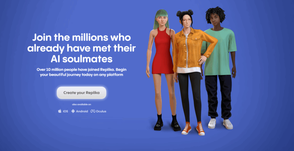 Replika AI homepage
