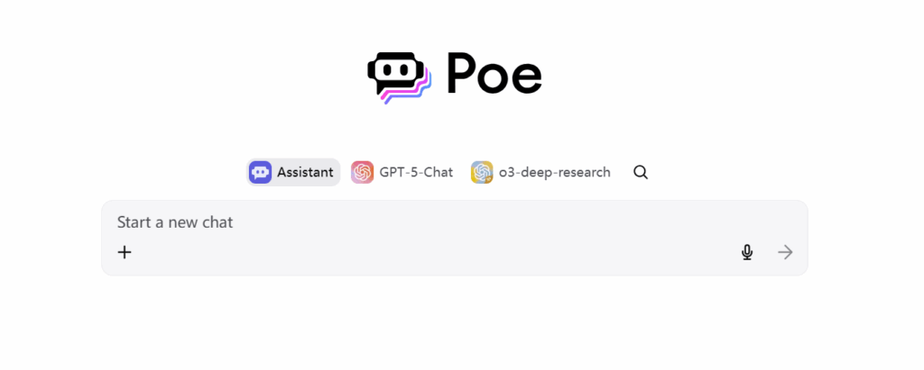 Poe AI homepage