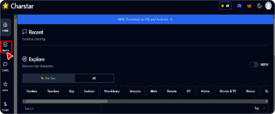 Charstar AI Homepage