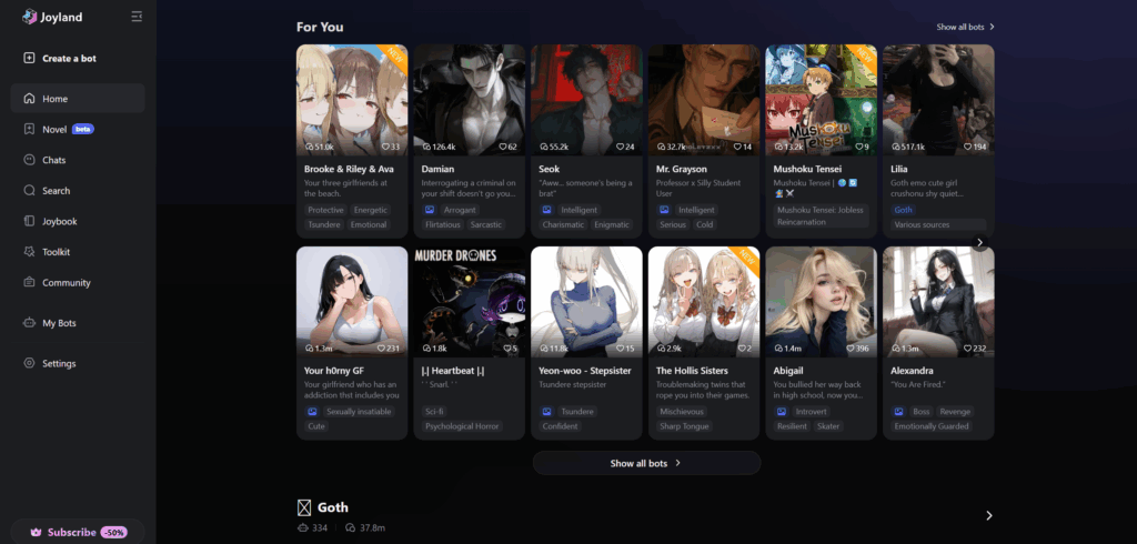 Joyland homepage