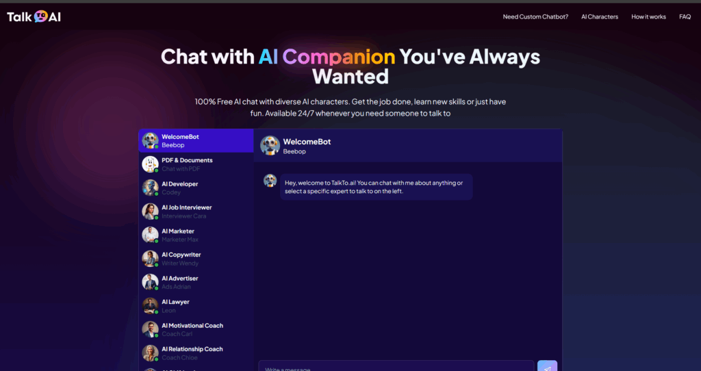 TalkTo AI main interface