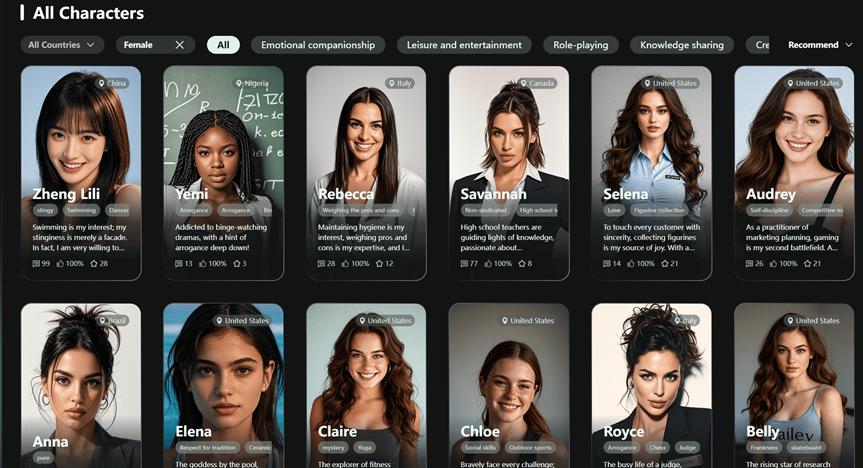 All characters in FriendoChat