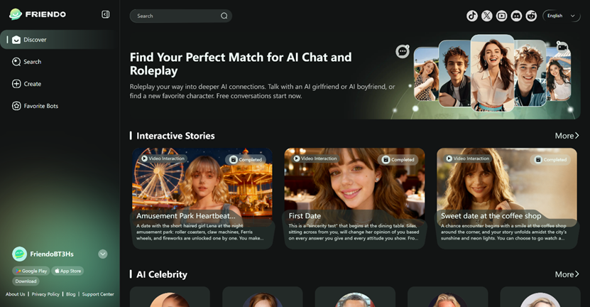 FriendoChat homepage